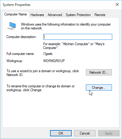 Windows 10 Systeemeigenschappen Computernaam
