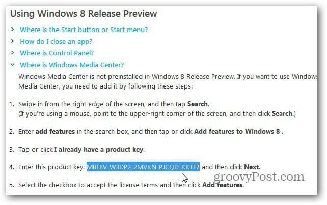 Installeer Windows Media Center in Windows 8 Release Preview