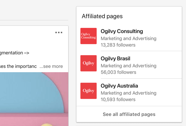 Ogilvy's aangesloten LinkedIn-bedrijfspagina's.