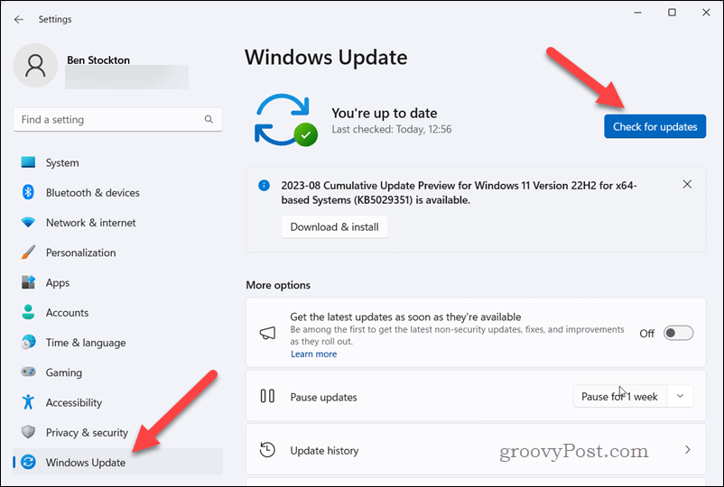 Controleer op Windows-updates