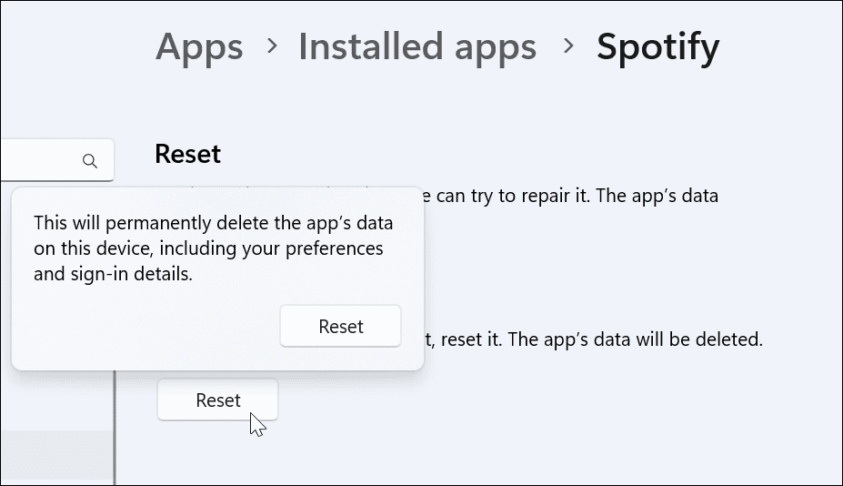 Reset App fix spotify shuffle schuift niet