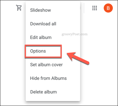 Albumopties voor Google Foto's