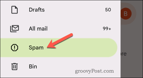 Open de Gmail-spammap in de mobiele app
