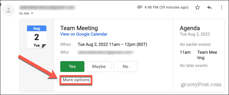 google agenda gmail meer opties