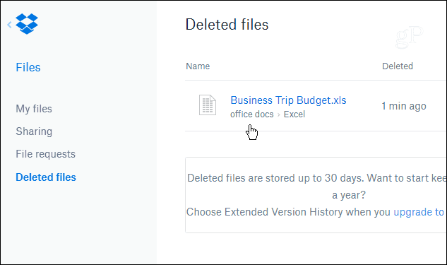 Herstel verwijderde of vorige versies van bestanden van Dropbox