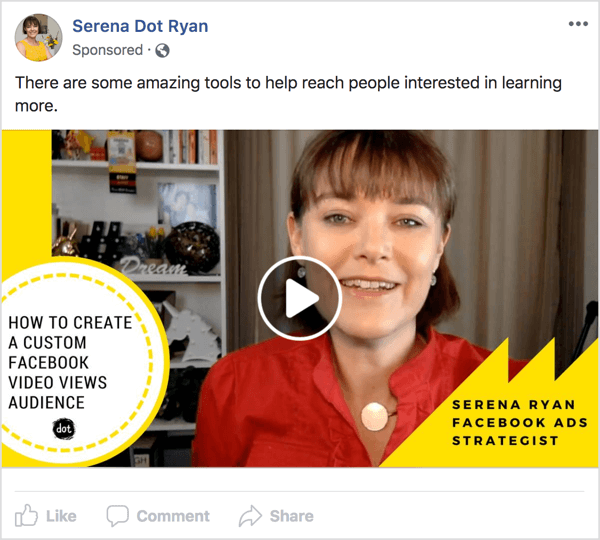 Laat uw publiek een Facebook-videoadvertentie zien voor iets dat u heeft of doet dat hun probleem oplost. 