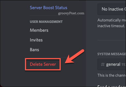 Discord delete server optie