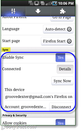 firefox gesynchroniseerd met Android-telefoon