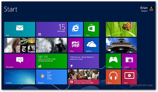 Startscherm van Windows 8 Live Tiles