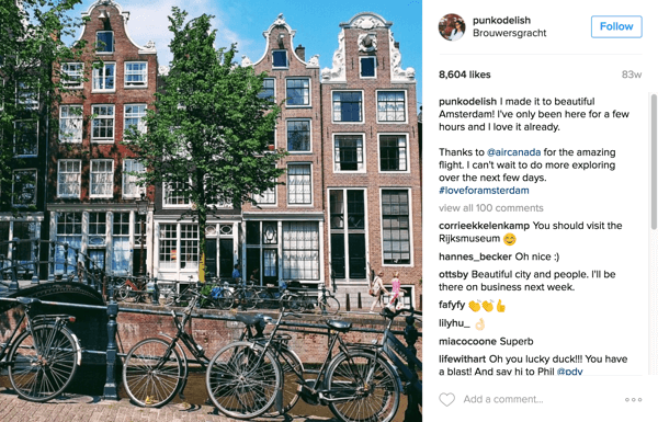 Air Canada werkte samen met Instagram-influencers om nieuwe routes naar Amsterdam, Mexico-Stad en Dubai te promoten.