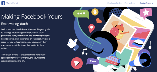 Facebook lanceerde Youth Portal, een centrale plek voor tieners met first-person accounts van tieners over de hele wereld, advies over hoe u door sociale media en internet kunt navigeren, en tips over hoe u hun ervaring kunt beheren en optimaal kunt benutten Facebook.