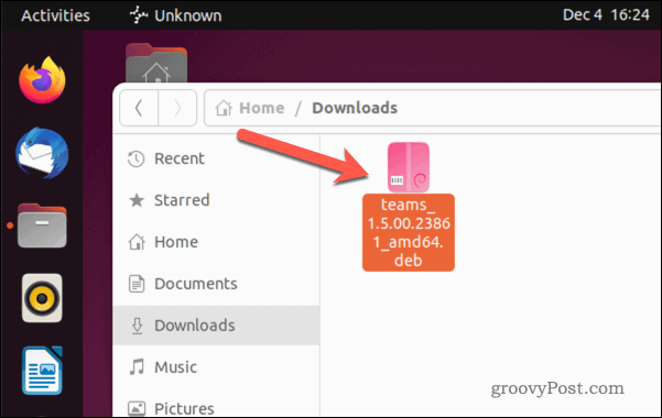 Open het Microsoft Teams-installatiebestand op Ubuntu