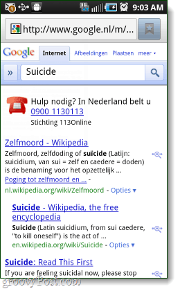 google suicide hulplijn in nederland