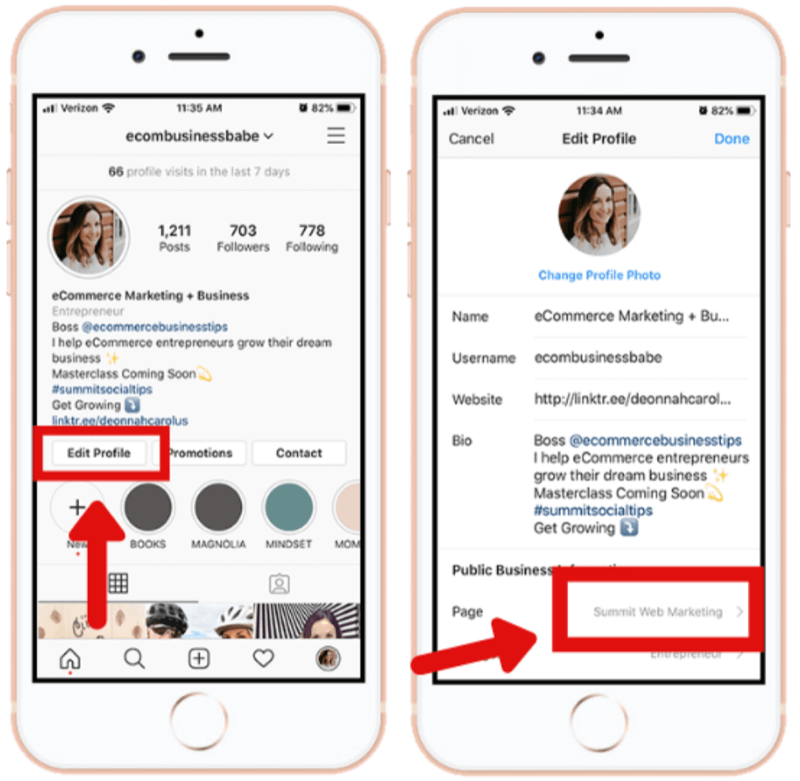 hoe Instagram zakelijk account te verbinden met Facebook-pagina in Instagram-app