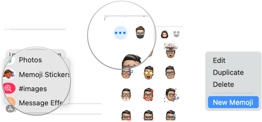 Berichten in macOS Big Sur Mac maken Memoji