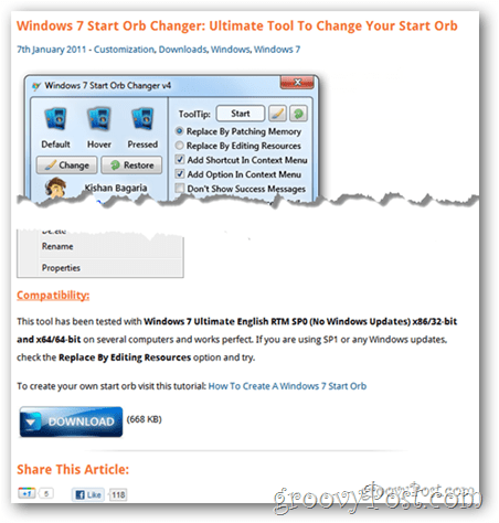 Hoe verander je het startmenu Orb in Windows 7