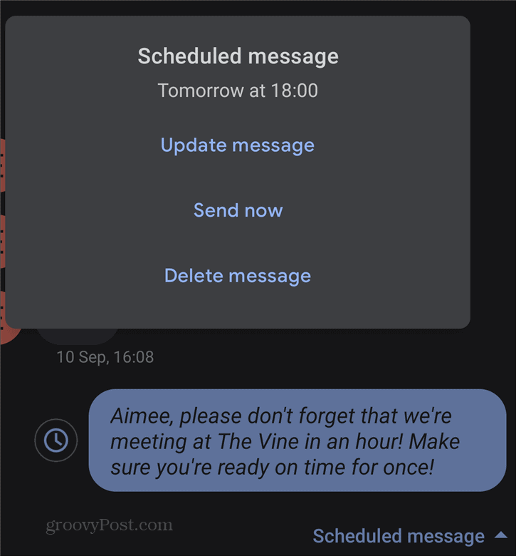 Tekstberichten plannen Android annuleren