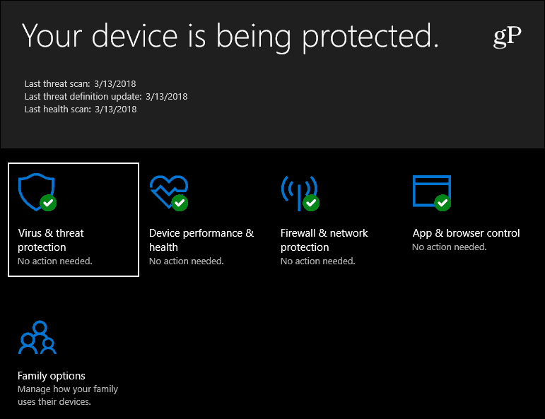 Windows Defender-beveiliging Windows 10