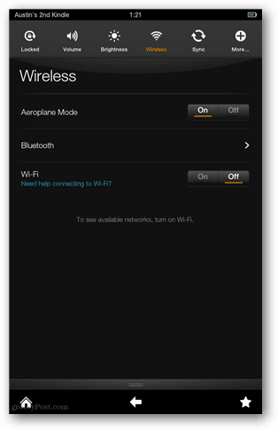 Kindle Fire wifi uitschakelen