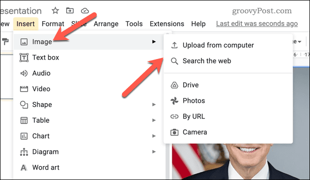 Een afbeelding invoegen in Google Presentaties