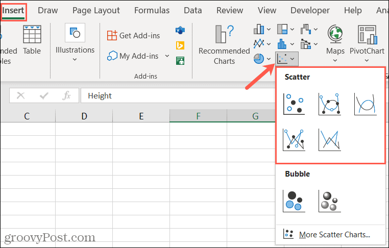 Een spreidingsdiagram invoegen in Excel