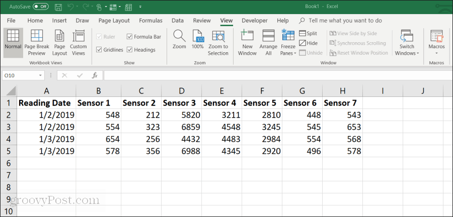 voorbeeld Excel-spreadsheet