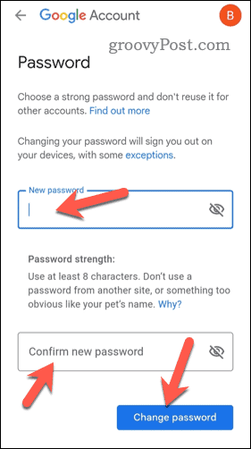 Wijzig het Gmail-wachtwoord