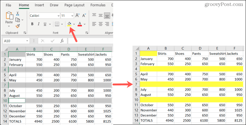 Markeer lege rijen in Excel
