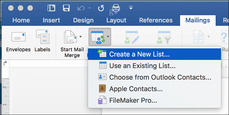 Microsoft Word voor Mac Mail Merge