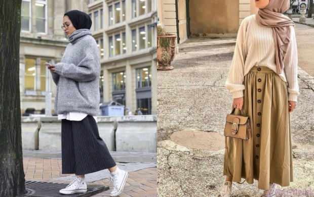 Rok trui combinaties hijab instagram