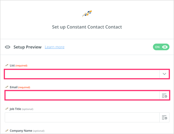 Zet uw Constant Contact-contactpersoon op in Zapier.