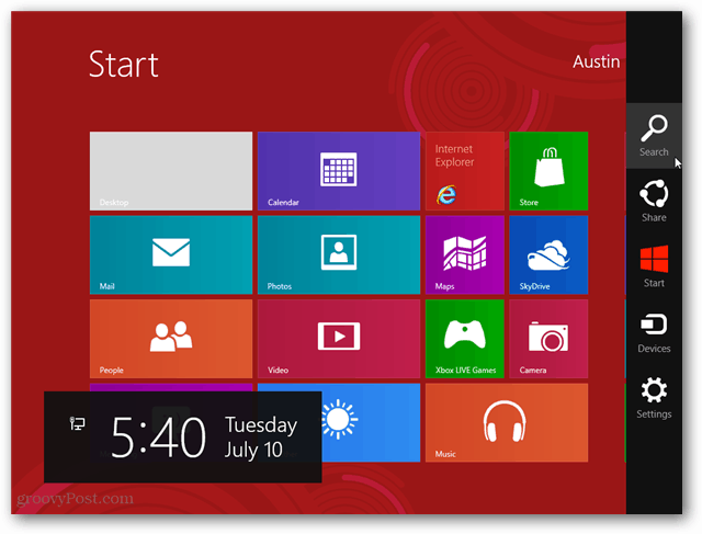 Windows 8 Charms-menu