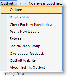 Twitter in Outlook: Configureer OutTwit