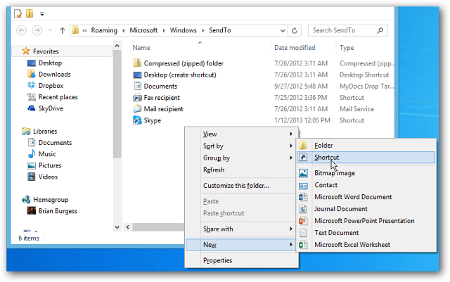 Voeg de snelstart toe aan het menu Verzenden naar context in Windows 7