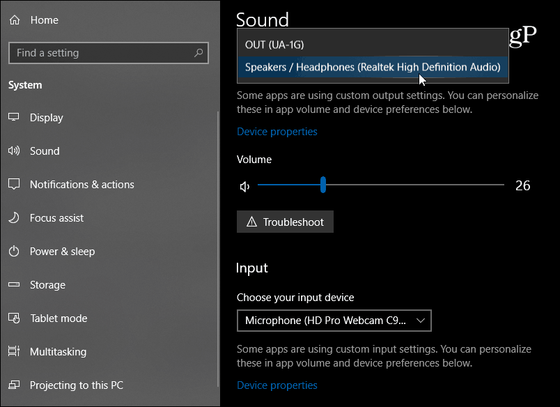 Nieuwe geluidsinstellingen Windows 10
