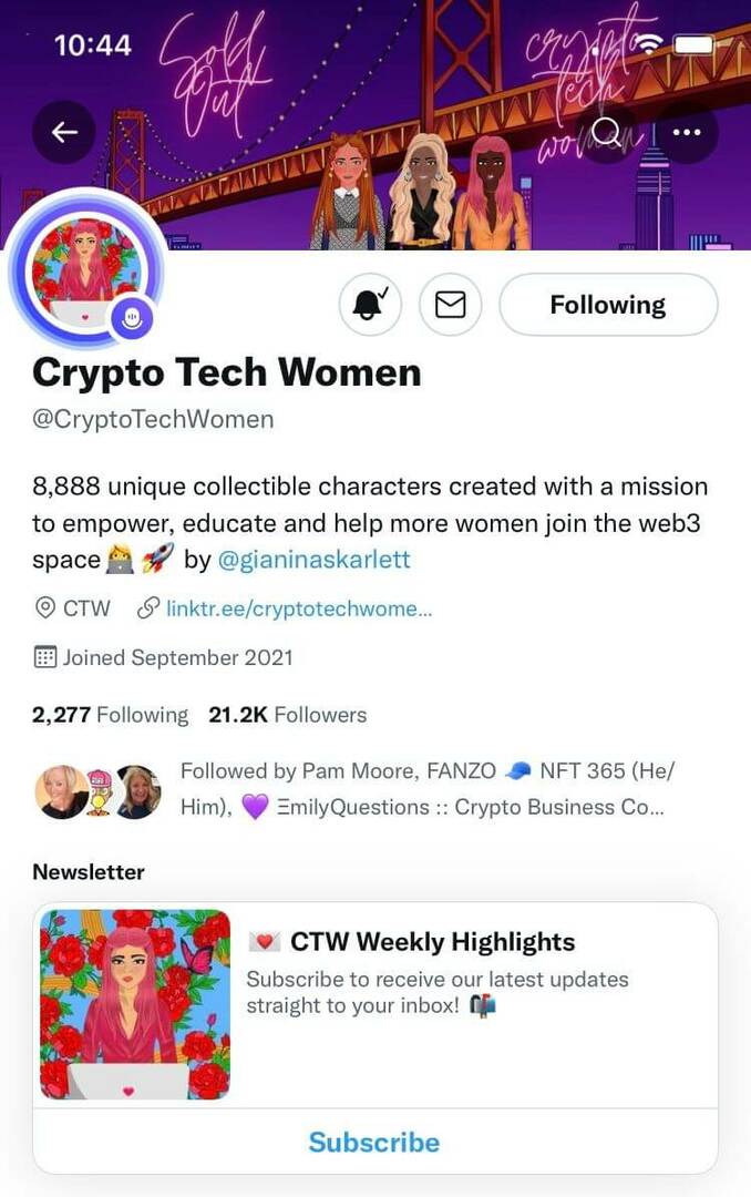 tips-voor-het-bouwen-nft-community-voor-projectlancering-twitter-crypto-tech-women-example-1