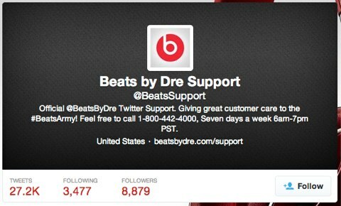 beats by dre twitter-ondersteuning