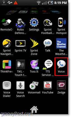 Start Google Voice op Android