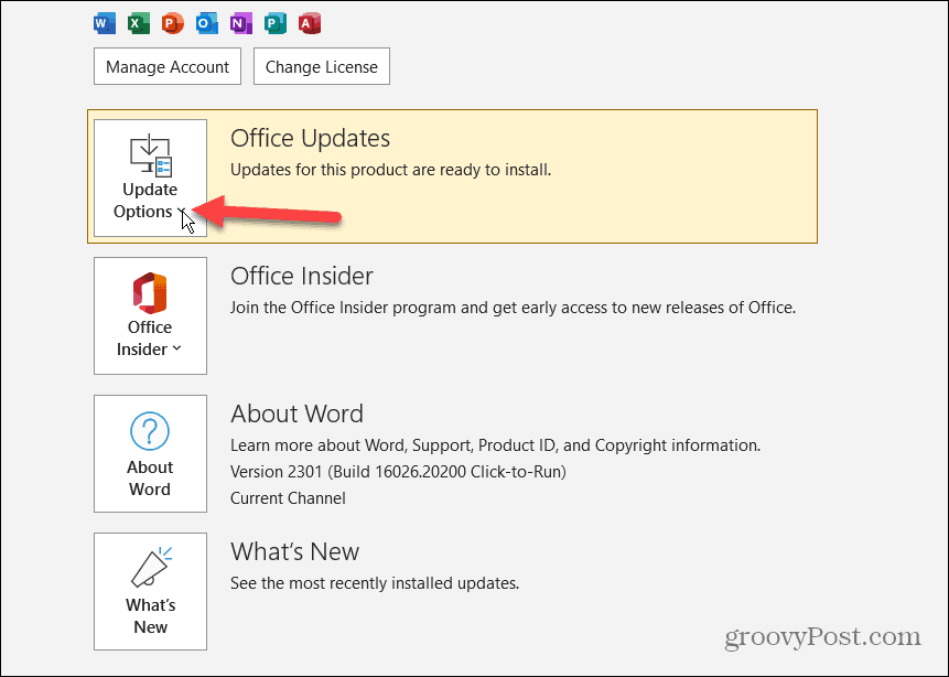 Schakel Microsoft Office-updates uit 