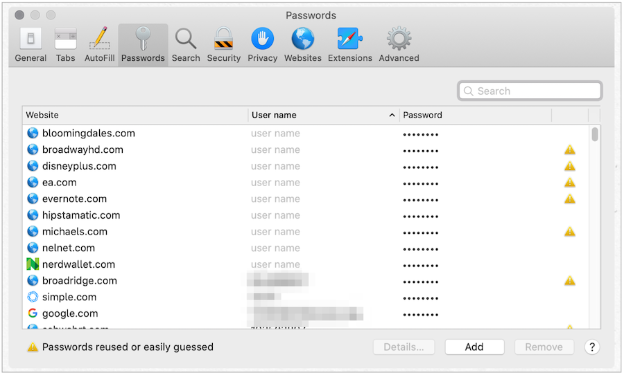 Mac-webwachtwoorden