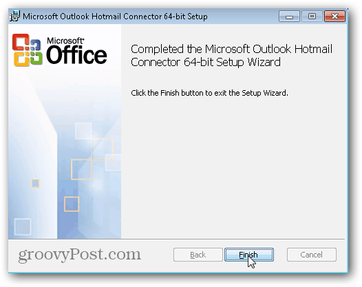 Outlook.com Outlook Hotmail Connector - Klik op Voltooien