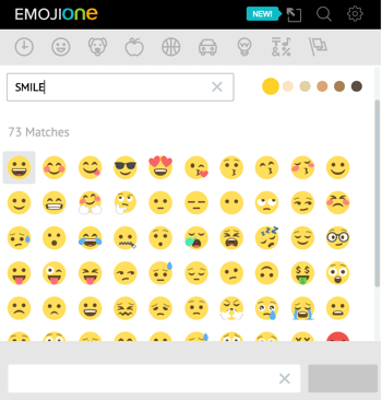 Klik op het eenhoornpictogram om de emoji-bibliotheek van EmojiOne te openen.