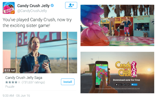 candy crush twitter videoadvertentie