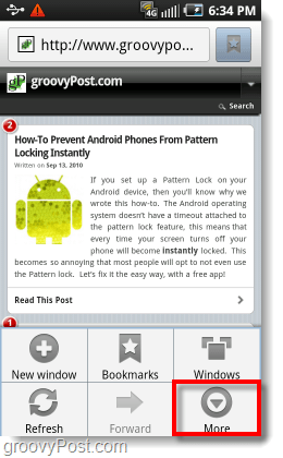 toegang tot het meer menu in de Android-browser