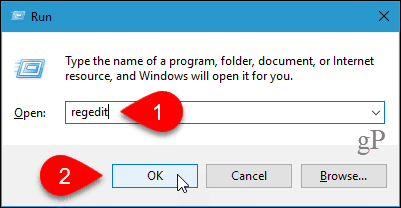 Open de Register-editor in Windows 10