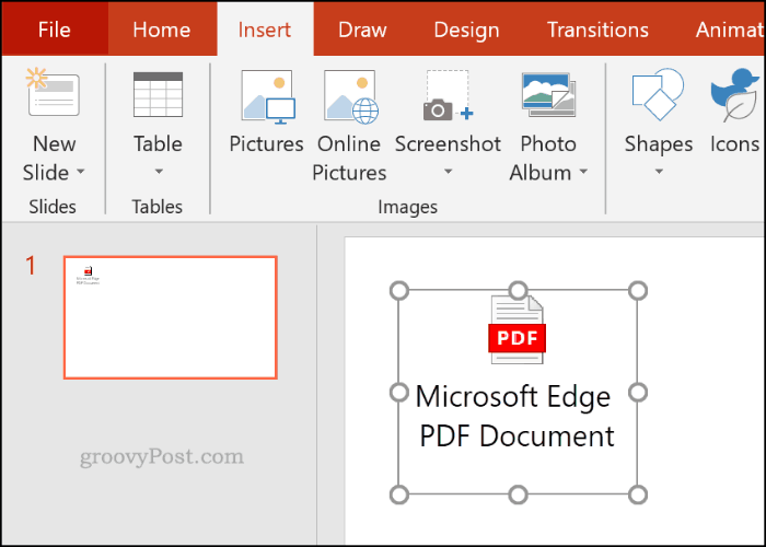 Een ingevoegd PDF-bestand als een object in PowerPoint