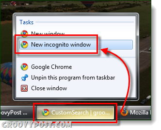 taakbalk incognito Chrome starten