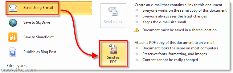 maak een beveiligd pdf-document en verstuur het via e-mail met Office 2010