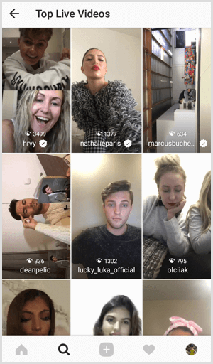 Instagram-top live-video's op het tabblad Zoeken en verkennen