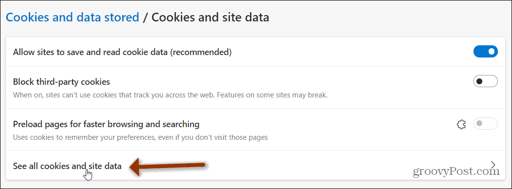 bekijk alle cookies en sitegegevens edge